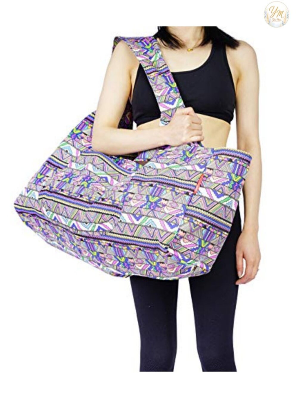 Large Canvas Yoga Mat Bag Tote Sling Carrier with Pockets Light Durable